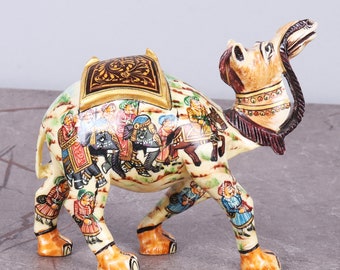 Hand Painted Marble Dust Camel Statue – 6 Inch Animal Figurine