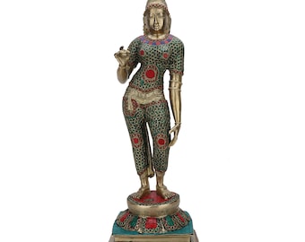 Estatua de la diosa Parvati de latón de 24 "- Estatuilla de devi Parvati de pie - Deidad de latón Shakti - Estatua de la diosa hindú - Estatua de Maa Gauri - Ma Uma