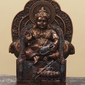Lord Kuber Statue - Kuvera Statue - Lord of Wealth - Money God - Kuber Murti - Lokapala Statue - Hindu Dhan Kubera Sculpture - Hindu