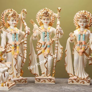 Lord Rama Darbar 23.4&quot; Sculpture - Bhagwan Ram Statues - Ram Sita Lakshman Hanuman Idol - Deities For Home Temple - Adipurush Rama Idol