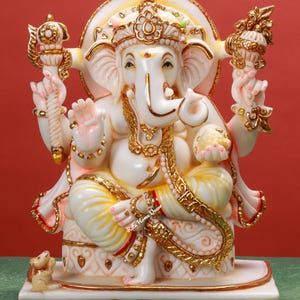 Lord Ganesh 15&quot; Statue in Culture Marble - Large Majestic Lord Ganesh Idol For Home Temple - Ganesh Decor - Housewarming Gift - Hindu God