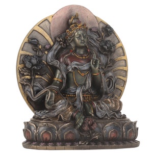 Goddess Tara Statue - Female Buddha Idol - Bodh Shakti Figurine - Green Tara - Tibetan Goddess Deity - Bodhisattva Statue - Buddhist Savior