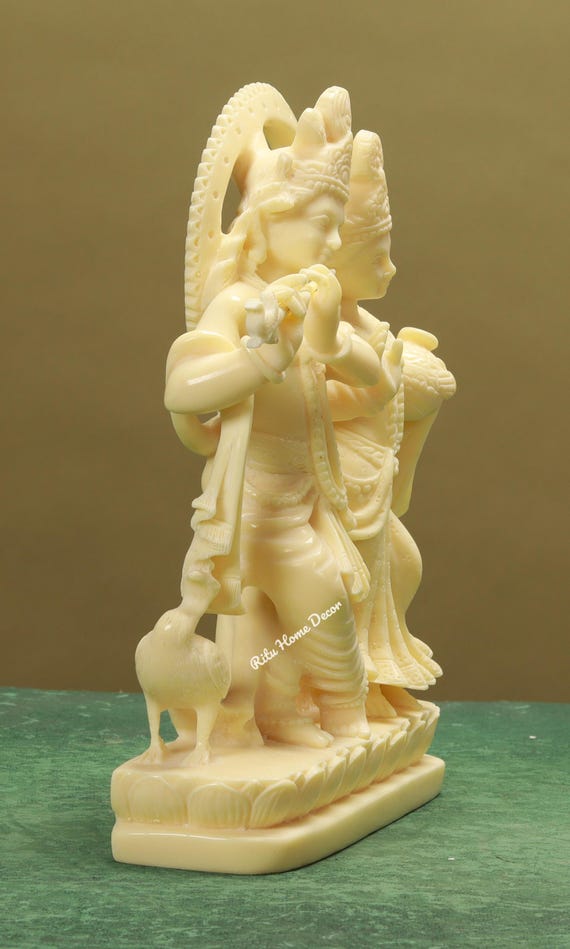 ラダ・クリシュナ像、26 cm 養殖大理石 ラダ・クリシュナ・ムルティ