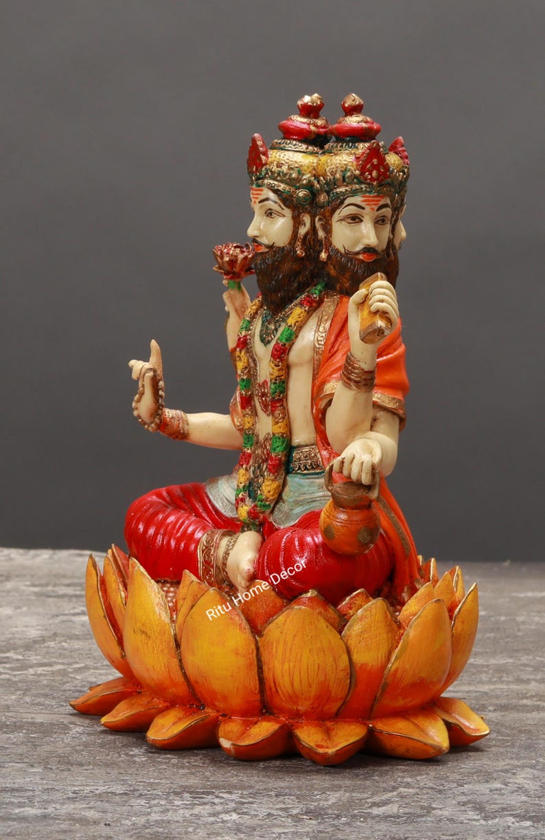 Lord Brahma Statue - Antique Finish Creator of Universe - Brahmdev Idol ...
