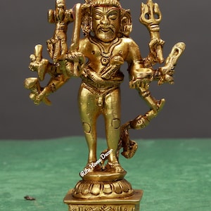 Brass Lord Bhairav Idol - Mahdev Incarnation Figurine - Vajrabhairava - Yamantaka - Bhairav Murti - Bhairav With Dog -  God For Worship