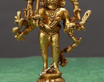 Messing Lord Bhairav Idol - Mahdev Inkarnation Figur - Vajrabhairava - Yamantaka - Bhairav Murti - Bhairav mit Hund - Gott zur Anbetung