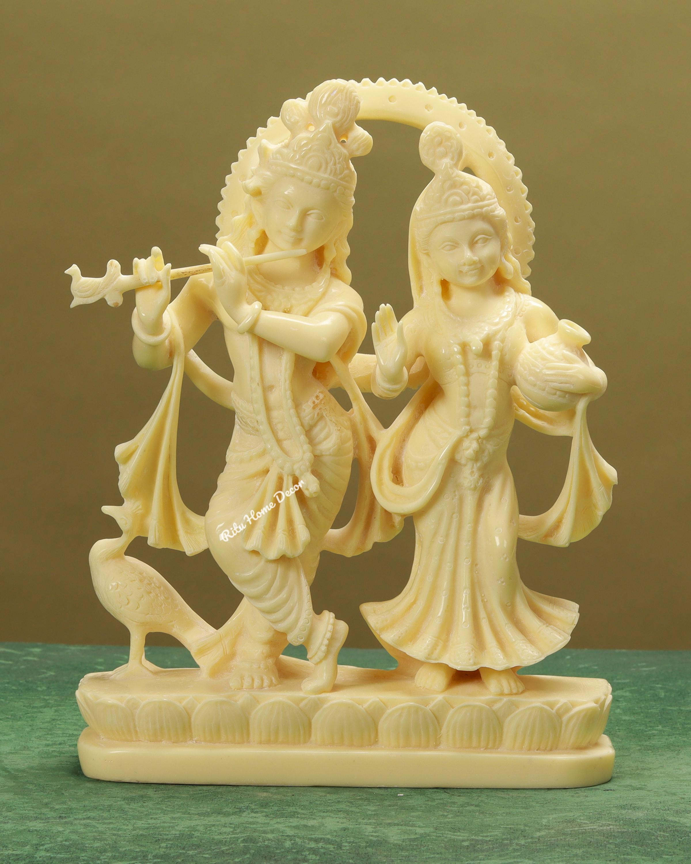 ラダ・クリシュナ像、26 cm 養殖大理石 ラダ・クリシュナ・ムルティ