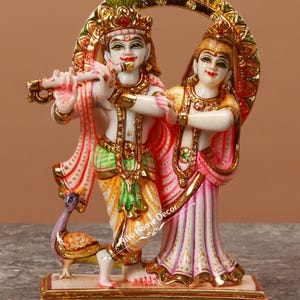 Radha Krishna Statue - 7&quot; Radhika Madhav Deity - Gopal Gopi Sculpture - Hindu Love Symbol - Shyam Shyama Idol - Govinda Radharani Idol