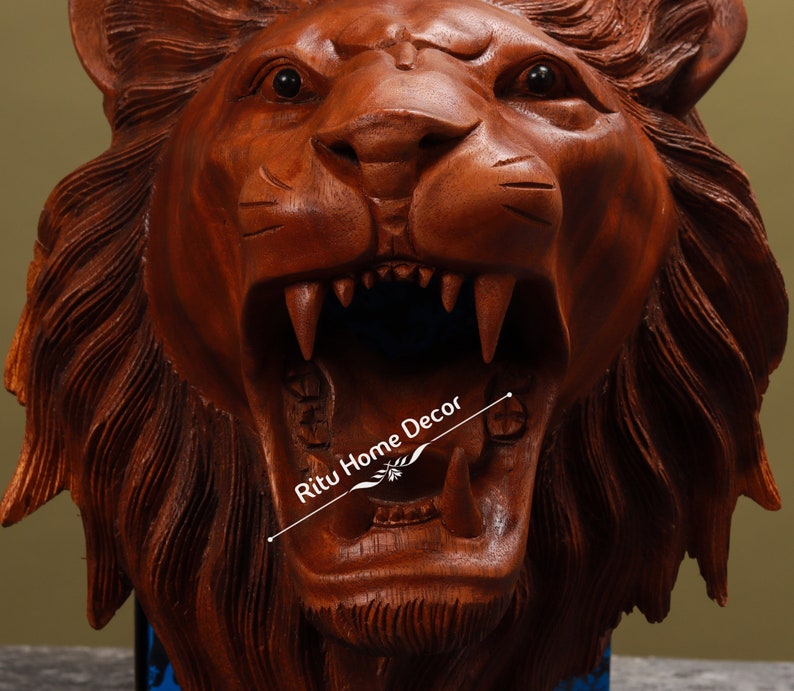 Wood Lion Face for Wall Decor Hand Made Hand Carved Lion Mask Animal ...