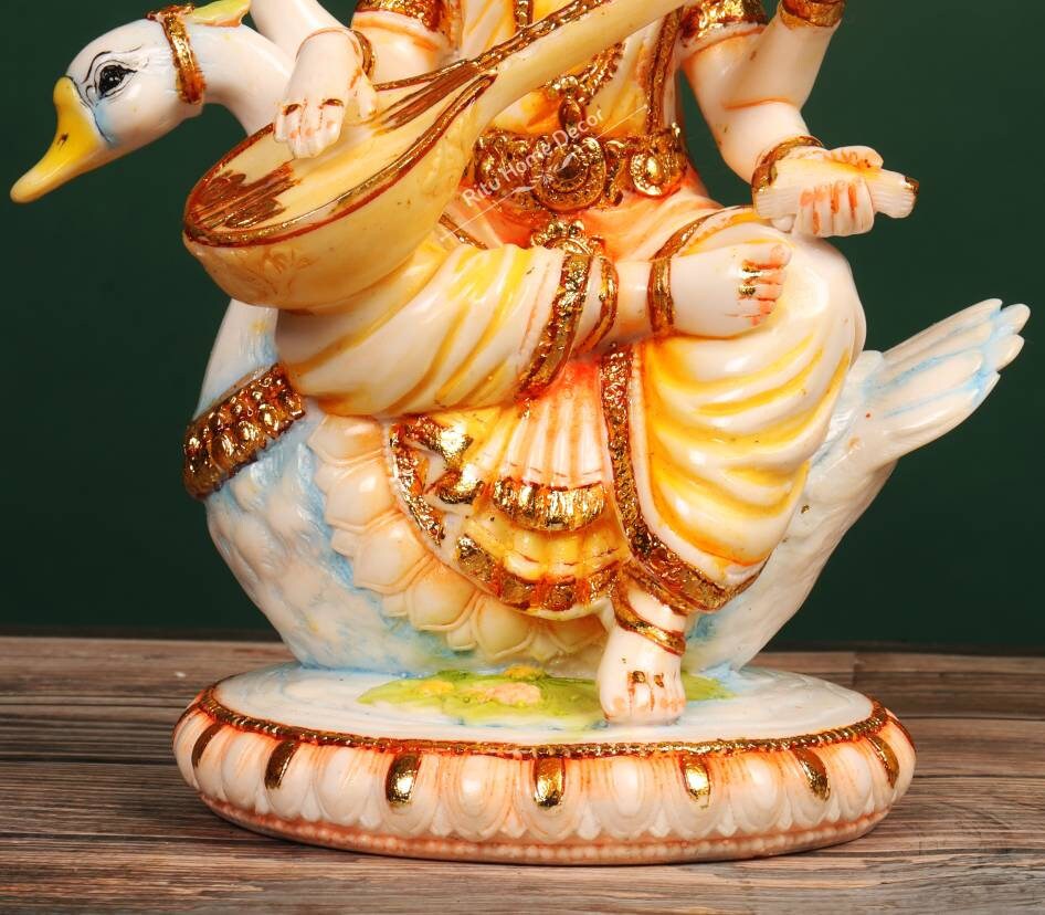 SALE‼️ウィストミンスター クリスタルアート 94×44cm Maa Saraswati Statue, 21 Cm Marble Dust Saraswati Idol on Swan