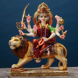 Maa Durga 18 &quot;-Statue von Maa Jagdamba - Löwe Adi Shakti Statue - Ma Amba Figur - Maa Yogini Statue - Hinduistische Göttin Statue -
