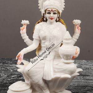 Goddess Lakshmi Statue For House Temple -  Laxmi 7" Idol - Laxshmi For Worship -  God Idols - Maa Laxmi - Devi Ma Figurine Housewarming Gift