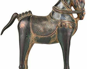 Brass Horse Statue - Antique Finish, Handmade Indian Art