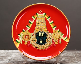 Tirupati Balaji Painting On Wooden Plate - Lord Vanketash Figurine