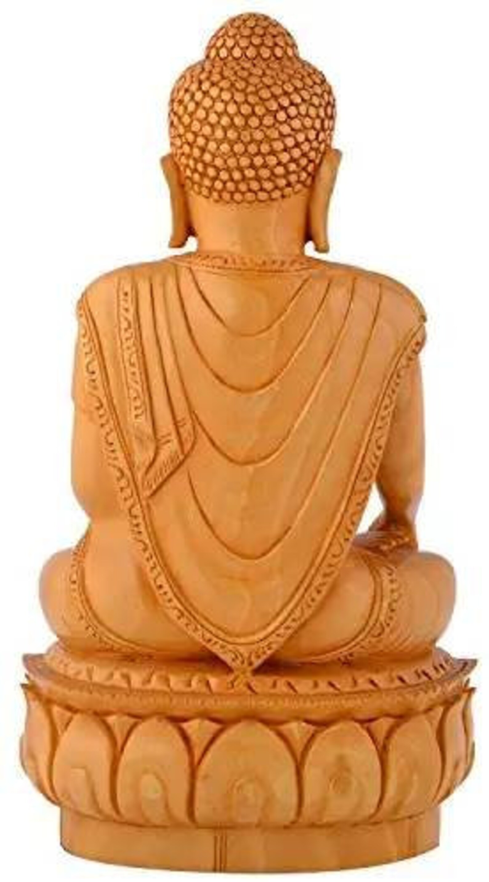 Wooden Lord Buddha Statue Meditation Pose Handmade Indian Art Etsy
