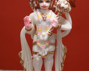 Gott Bajrang Bali Statue – Hanuman Ji Idol – Ram Bhakt Hanuman Statue – Anjani Putra Hanuman Figur – Berg tragende Hanuman Statue