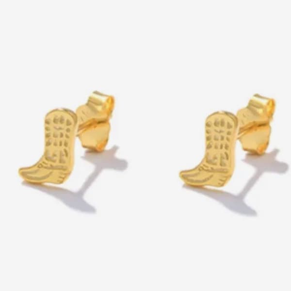 Dainty cowboy boot studs, studs, gold studs, perfect for everyday, don’t take off, great for sensitive skin, gift for her