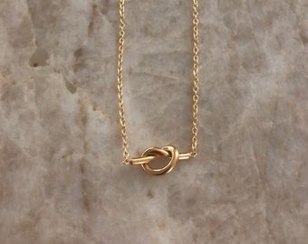 Gold Knot Pendant Necklace - Gold Necklace - Dainty Necklace - Minimalist Necklace - Tarnish Free - Gift for Her