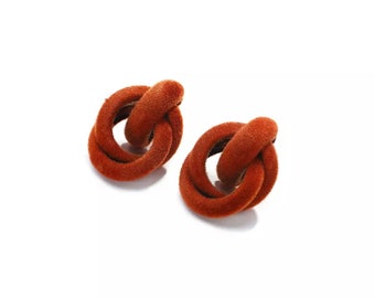 RUST velvet studs, fun earrings, Light weight, Gift for her