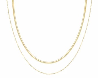 Double herringbone and dainty chain, gold chain, never take off, light weight, fun necklace, simple necklace, gift for her, gift for you