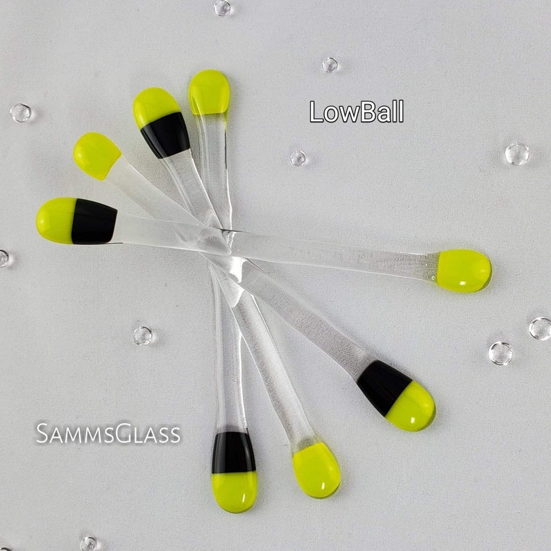 6 LowBall Swizzle Sticks Cocktail Java Stirrers \u2022 Set of Four \u2022 Handmade Fused Glass \u2022 Retro Contemporary \u2022 Bohemian Hippie Eclectic Decor