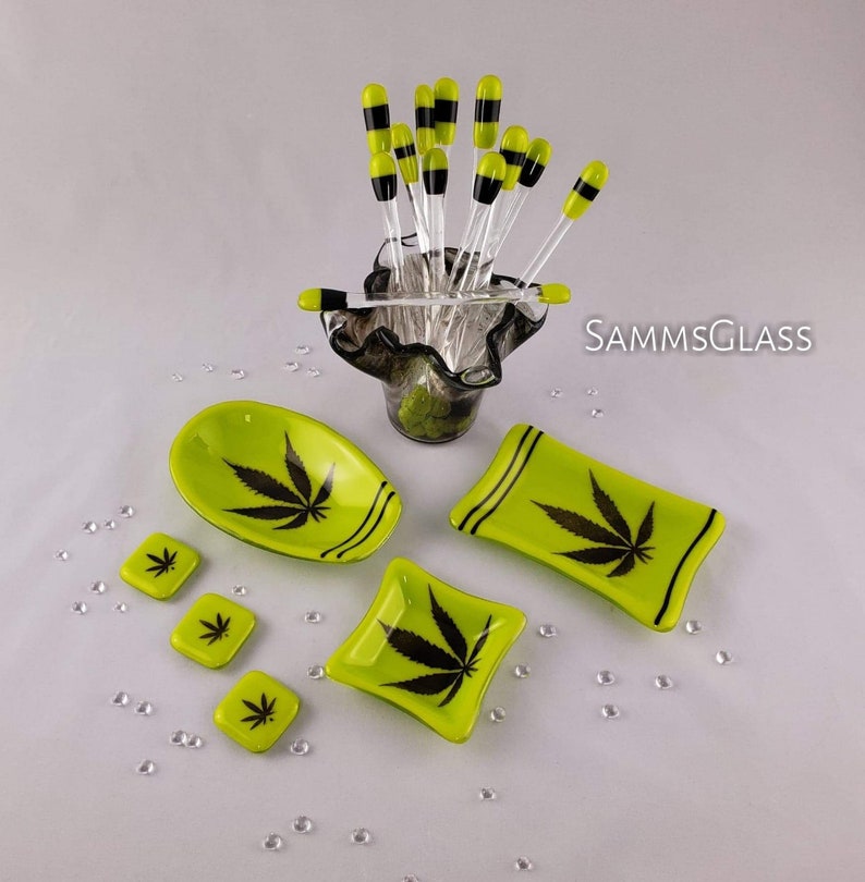 6 LowBall Swizzle Sticks Cocktail Java Stirrers \u2022 Set of Four \u2022 Handmade Fused Glass \u2022 Retro Contemporary \u2022 Bohemian Hippie Eclectic Decor