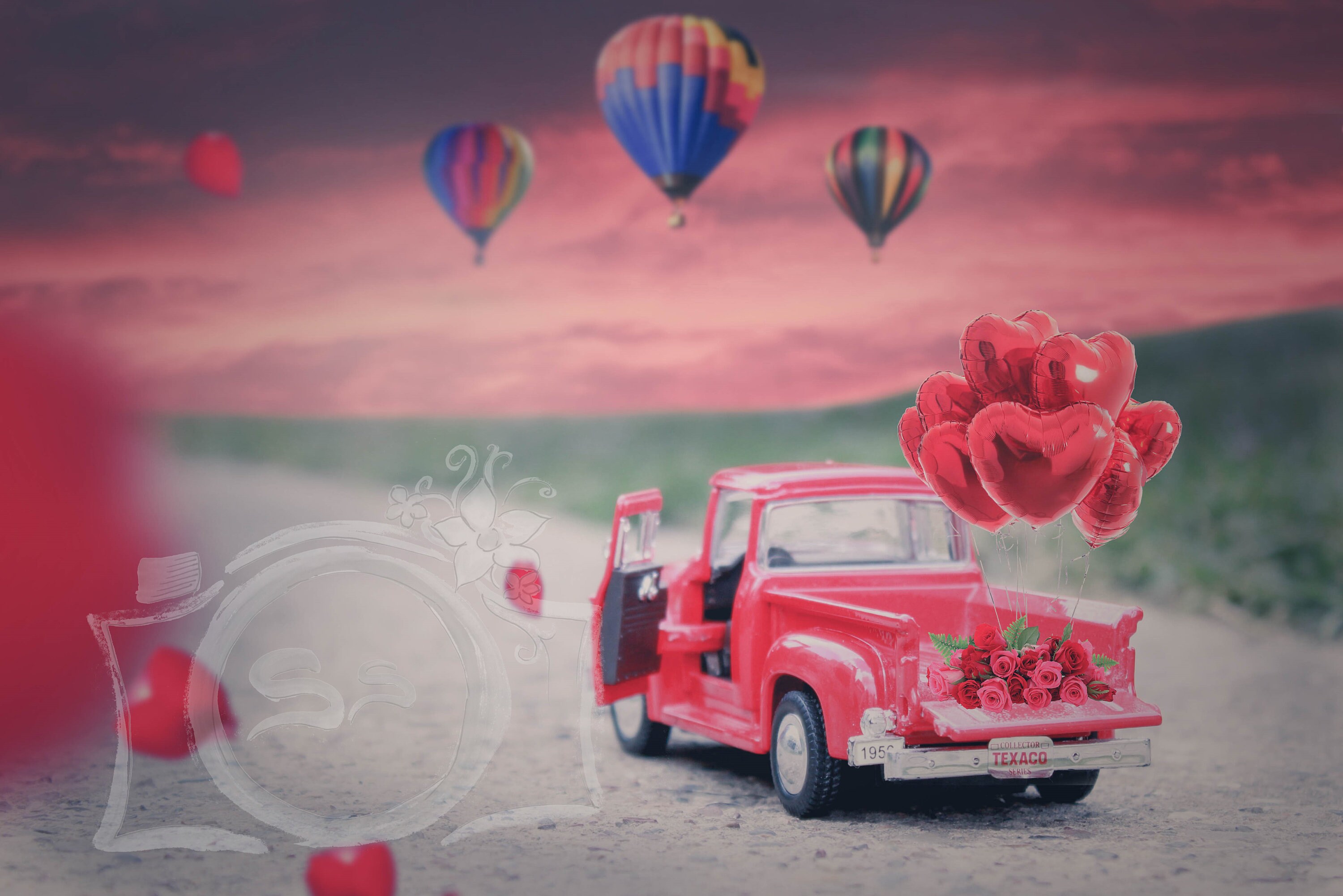 Sweet Valentines Day Love Car Digital Background / Kids / - Etsy Hong Kong
