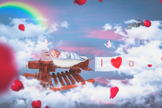 Rocking Airplane on the Clouds / Valentines Day / Digital - Etsy
