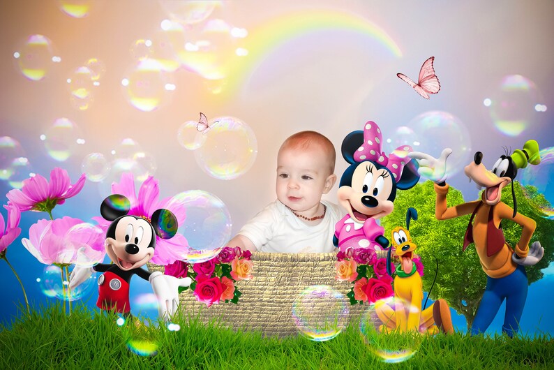 Mickey Mouse club house inspired digital background  newborn  kids  toddlers