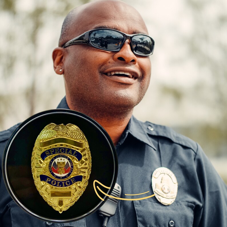 Kudos Badge Display Case With Stand Firefighter Badge Holder and Police