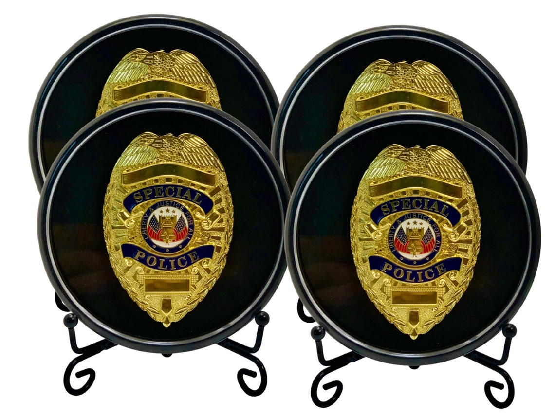 Kudos Police Badge Display Case With Stand 4 Pack Badge Holder Shadow