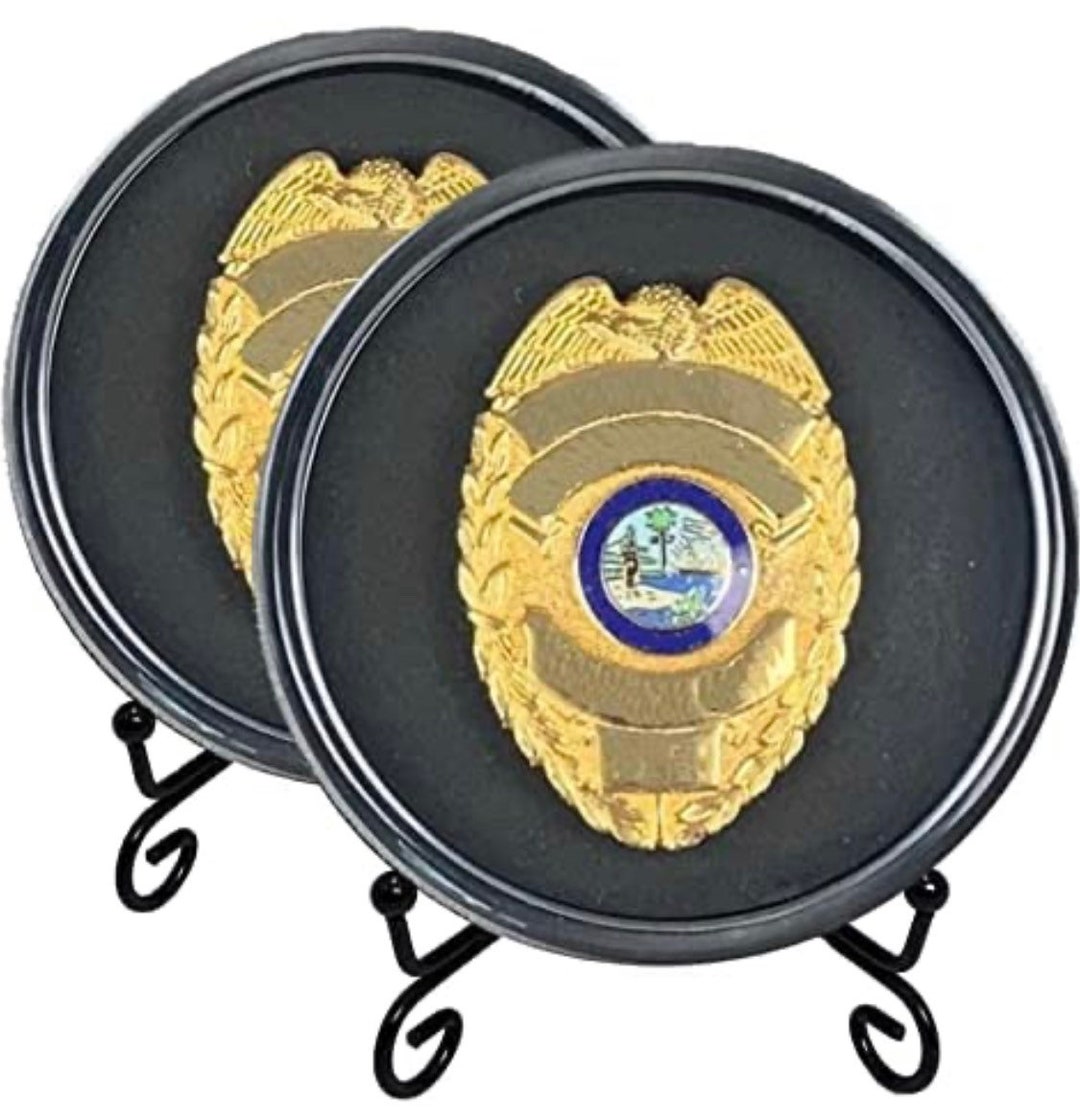 Kudos Police Badge Display Case With Stand 2 Pack Badge Etsy Australia
