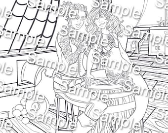 5 Mermaid Coloring Pages | Maredeep Digital Download