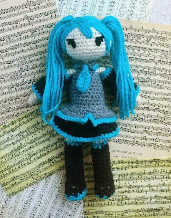 Crocheted Hatsune Miku Doll Etsy