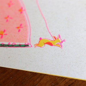 Walking my Rabbit A5 Risograph Print image 3