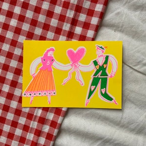 Folk Love Mini Risograph Print