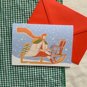 Christmas Sleigh Ride - A6 Festive Greetings Card