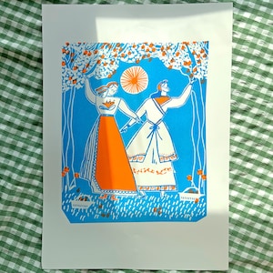 Orange Pickers - A3 Risograph Print