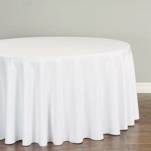 108 inch Round Polyester Table Cloth White Black Ivory Wedding Tablecloth Linen
