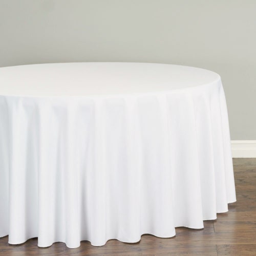 120 Inch Round Polyester Table Cloth White Black Ivory Wedding 120 Inch Round Polyester Table Cloth, 120 Black Satin Round Tablecloth