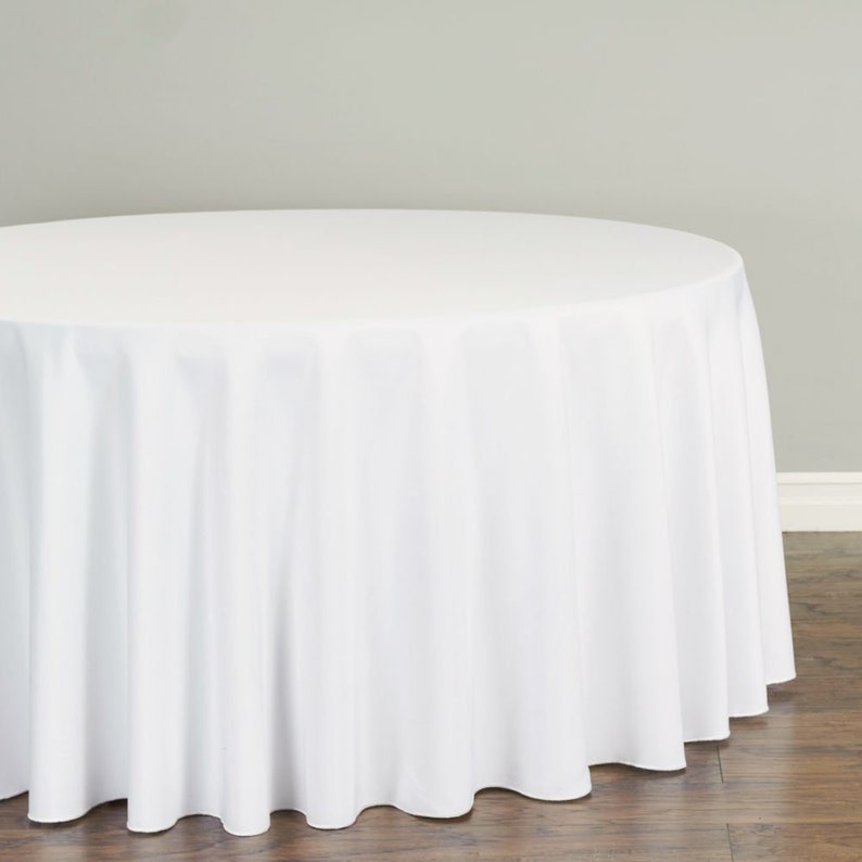 132 Inch Round Polyester Table Cloth White Black Ivory Wedding - Etsy