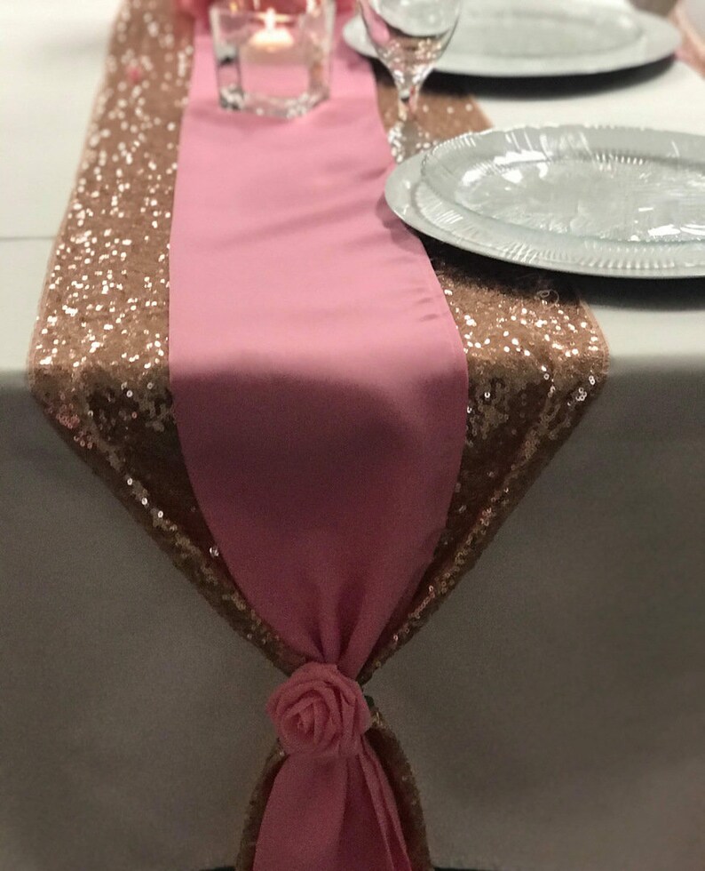 Blush/rose Gold Sequin Table Runner Table Runner Wedding Etsy