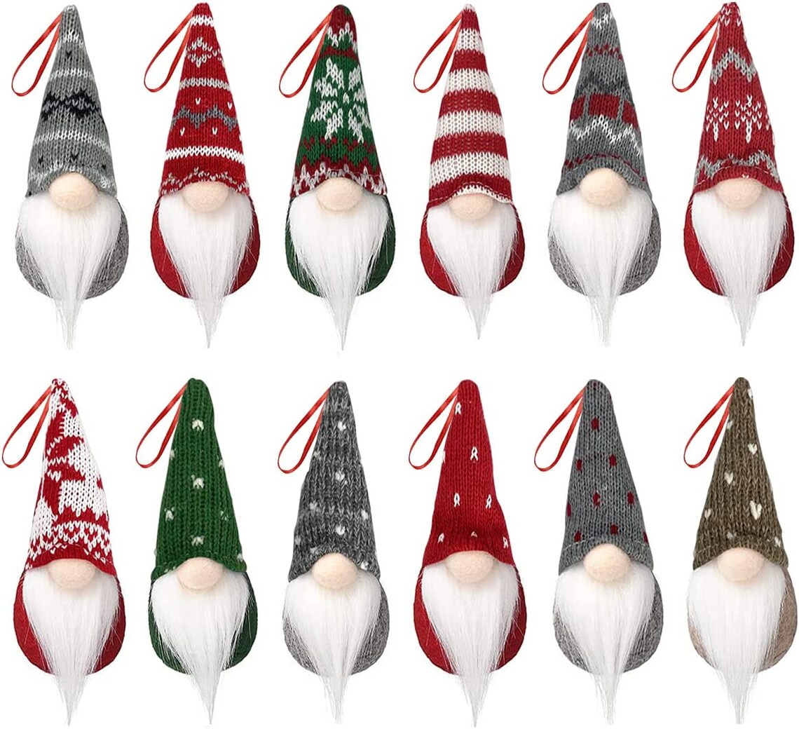 12 Pack Christmas Ornaments Hanging Christmas Gnomes for Etsy