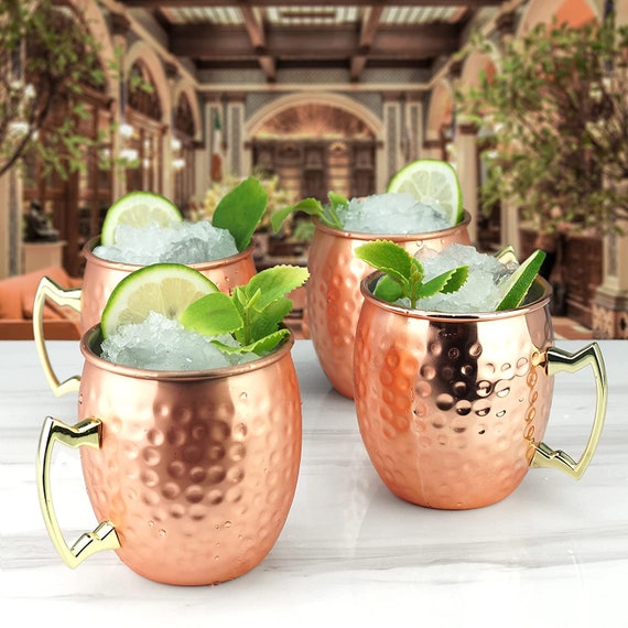 Moscow Mule Copper Mugs Set of 4, 100% Handcrafted, Large Size 19 ounces