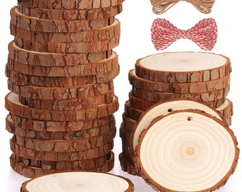 30 Natural Wood Slices, DIY Wood Crafts, Wooden Circles Tree Slices,  Predrilled wood with hole