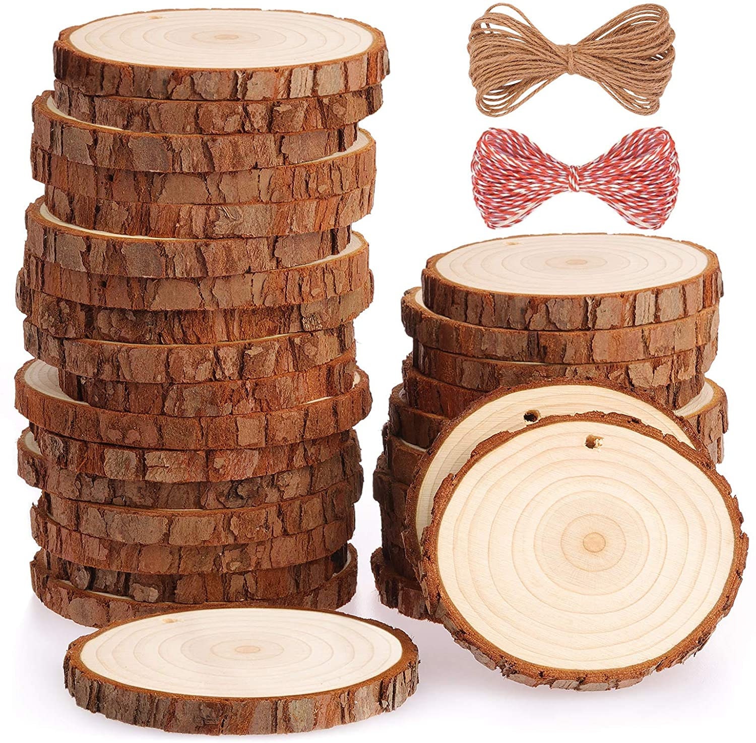 1 Set of Natural Wood Slices Unfinished Round Wood Slices for Slabs Crafts Making, Size: 22x18x5CM