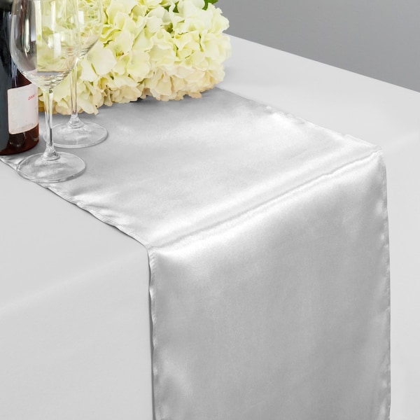 Silver Satin Table Runners 14x108 inches Wedding Table Runners Party Table Baby shower Decor- silver table runners