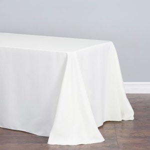 90 X 132 IN. Rectangle Polyester Tablecloth Oblong wedding baby shower table decor White Black Ivory Blue Gray Burgundy Gold Tablecloth