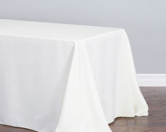 90 X 156 IN. Rectangle Polyester Tablecloth Oblong wedding baby shower table decor White Black Ivory Blue Gray Burgundy Gold Tablecloth