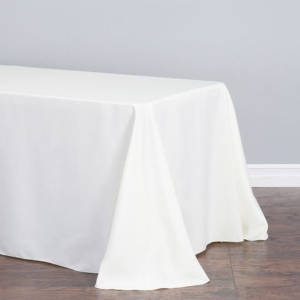 90 X 156 IN. Rectangle Polyester Tablecloth Oblong wedding baby shower table decor White Black Ivory Blue Gray Burgundy Gold Tablecloth